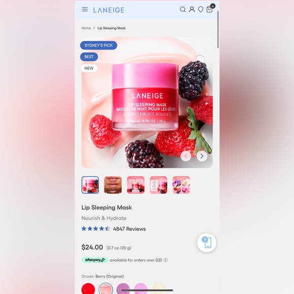 Laneige Lip Sleeping Mask Intense Hydration with Vitamin C - Berry NIB - Picture 2 of 15